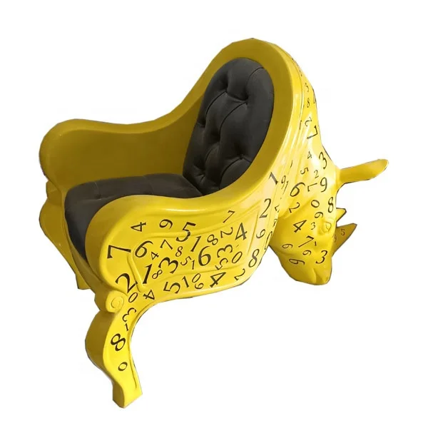 Creative Indoor Home Furniture Fiberglass Animal Rhino Chair for Office Home Hotel Shop Display