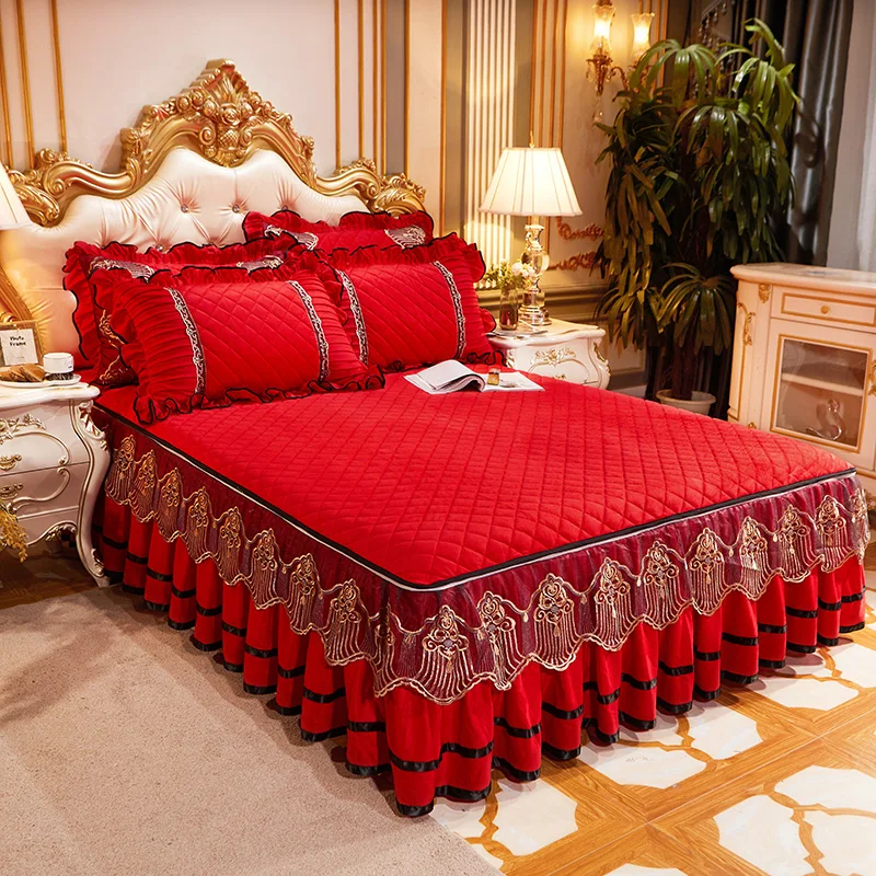 Оптовая продажа, осенне-зимнее стеганое бархатное покрывало Sunny Textile с кристаллами, кружевное утолщенное нескользящее покрывало в стиле принцессы