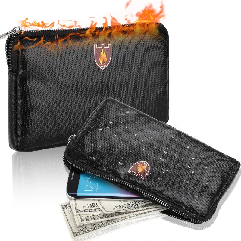 Fireproof and Waterproof Document Bag with Money Box Safe Cash File Folder Protective Pouch for Keys and Wallets