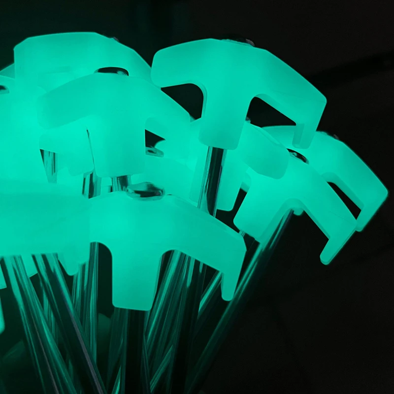 JW-139 Wholesale outdoor camping 25cm fluorescent metal tent pegs heavy duty screw thread luminous tent stakes
