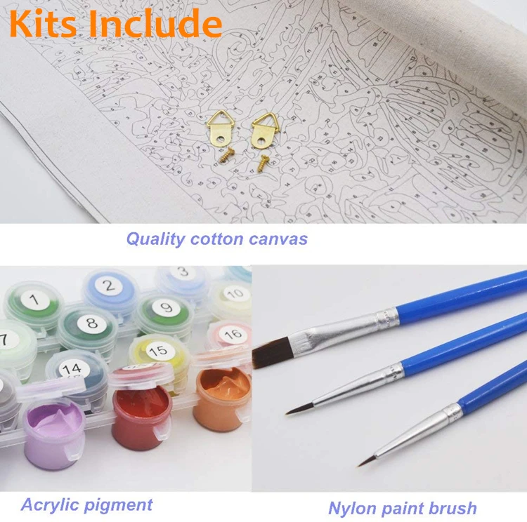 Wholesale DIY Digital Painting Art Oil Paint By Numbers On Canvas With Frame Islamic Oil Painting