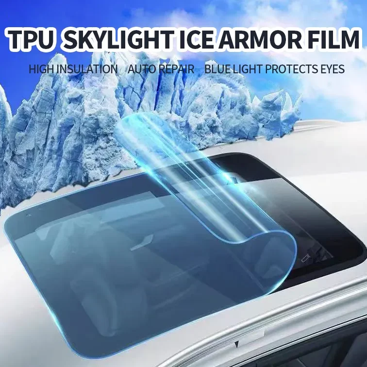 TPU Panoramic Sunroof Ice Nail sunscreen heat insulation film High explosion-proof Sunroof shading glass car film