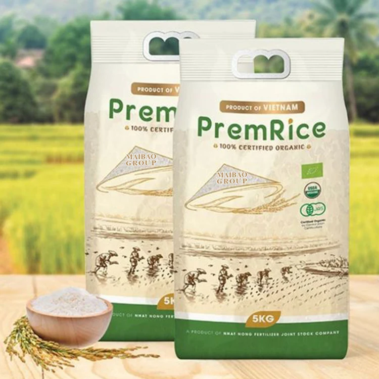 Wholesale rice packaging bags for 2 kg 5 Kg 10 Kg Side Seal Plastic Rice Packaging Bags 1kg Classic Jasmine Rice Bag With Handle