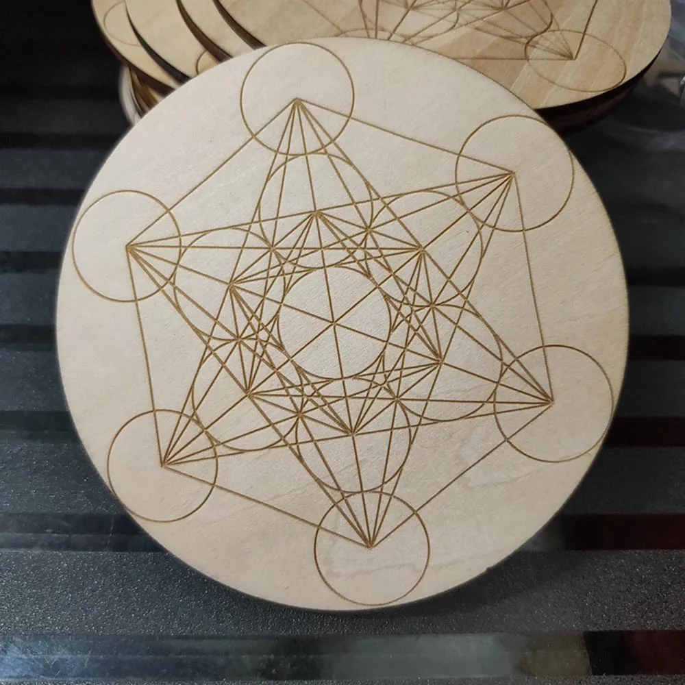 Seed Of Life Laser Engraved Laser Cutting Coaster yoga wall decor wooden mandala round