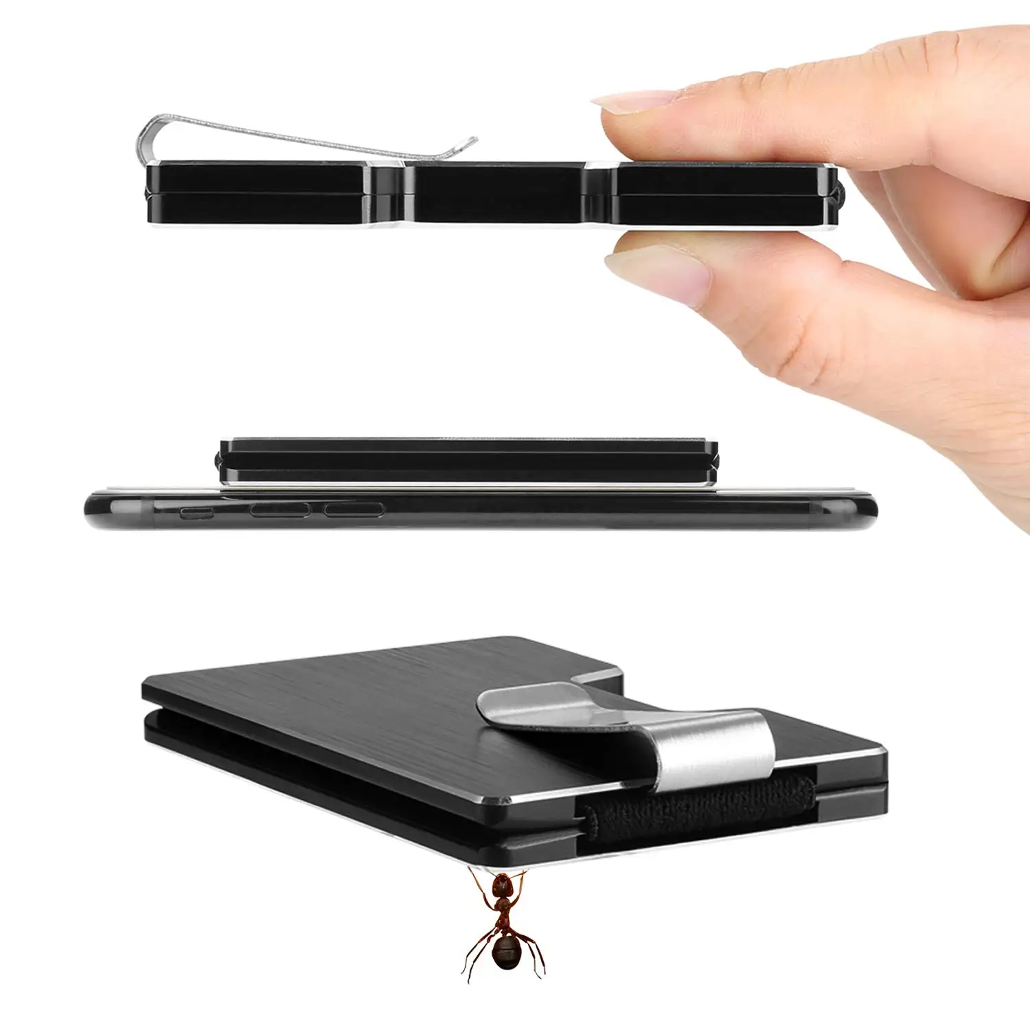 Customized Aluminum ID Credit Card Holder Large Capacity Small Size Metal Insert Card Wallet with Money Clip