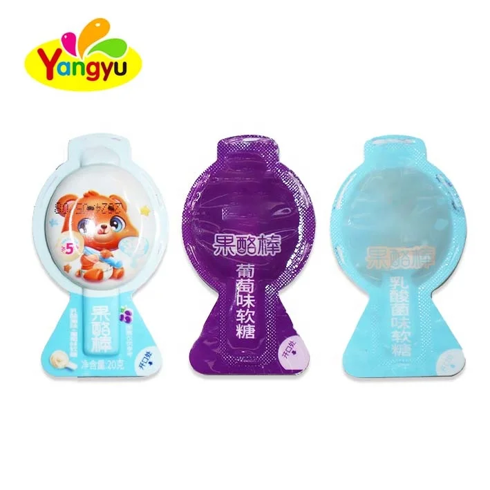 High Quality custom fruit taste cheese stick grape  taste soft animal shape candy toys