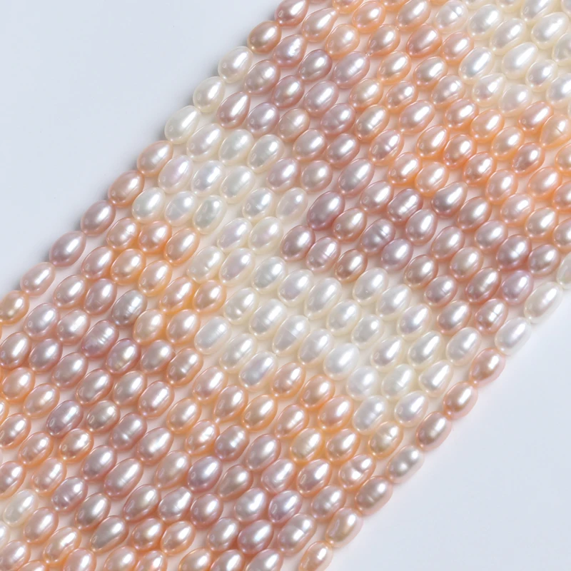 4.5-5mm AA Natural White Pink Purple Gradient color Loose Beads Real Freshwater Rice Pearl Strand for jewelry making