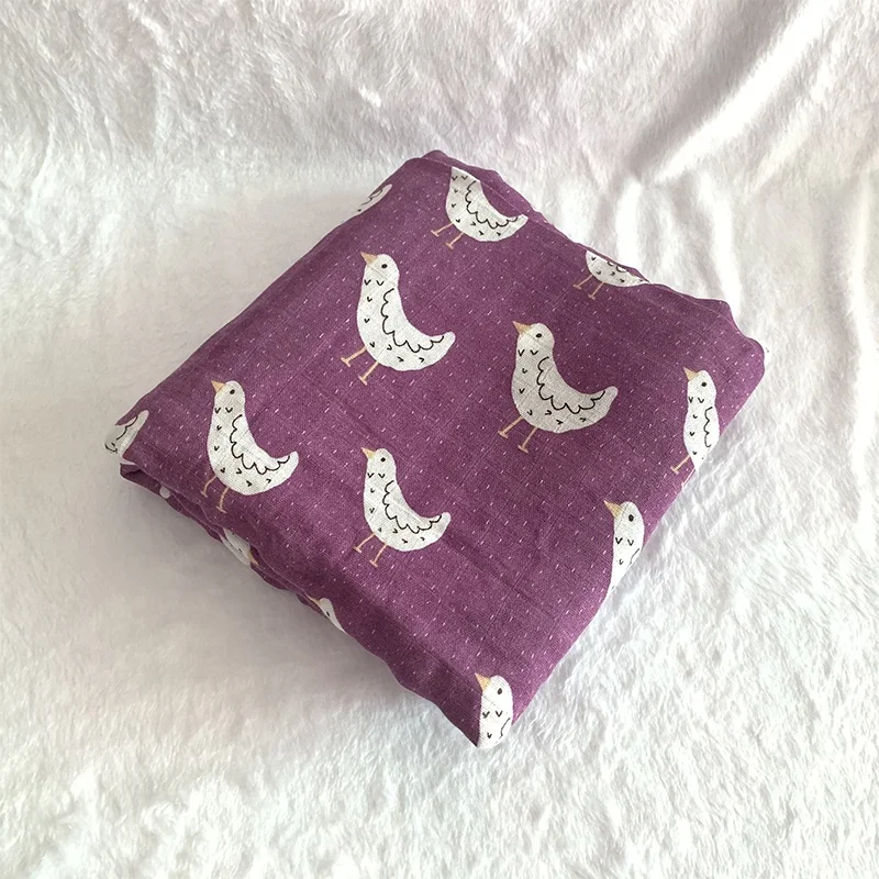 Stock Available Designs Soft Sleeping Breathable Organic Cotton and Bamboo Fiber Baby Swaddle Blanket Newborn Wrap Muslin