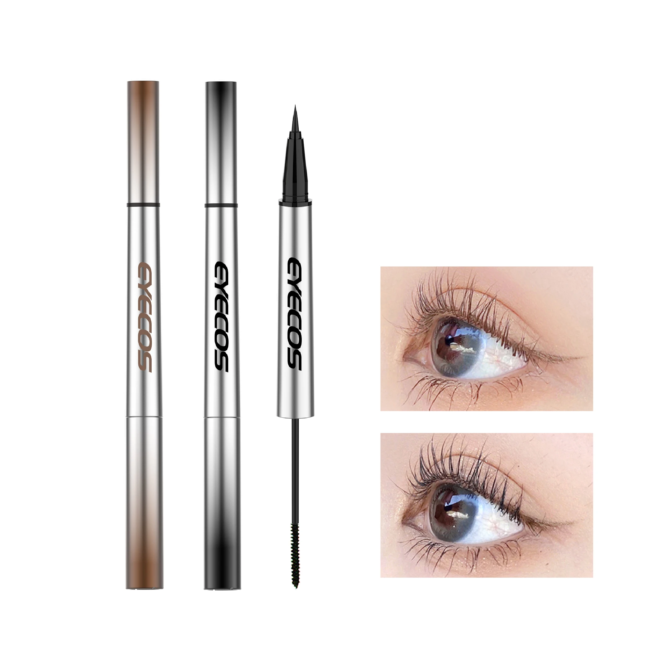 Two In One  Private Label Waterproof Long Lasting ,Matte Liquid Eyeliner not easy to agglomerate Fiber Curling Mascara