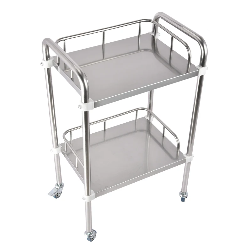 Factory Outlet Silver Stainless Steel Medical Surgical Hospital Nursing Trolley Cart