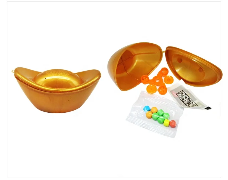 Gold ingot shaped box candy toys inside candy sweet