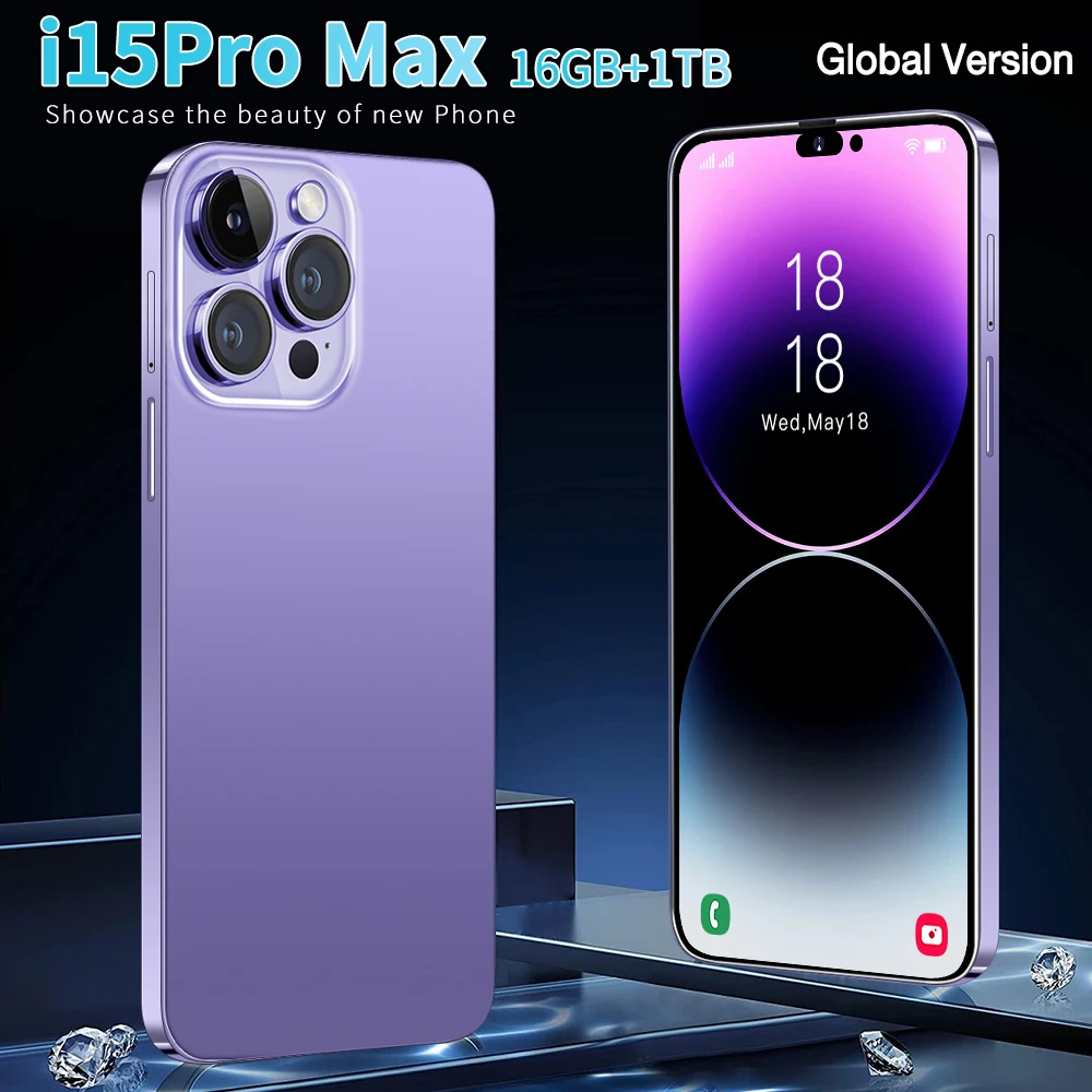 Original 5G i Smart Cell Phone 15 Pro Max Mobile i15 14 16G 1TB Smartphone Cheap Telephone Telefono Inteligente Low Price Medome