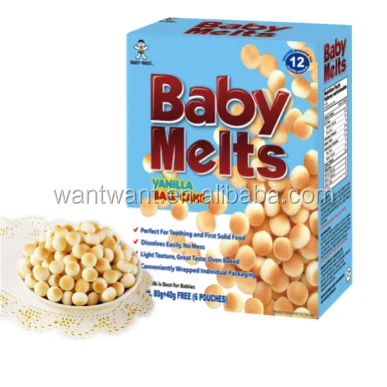 
OEM Baby Melts Ball Cakes Baby Teething Biscuits Vanilla Flavor 