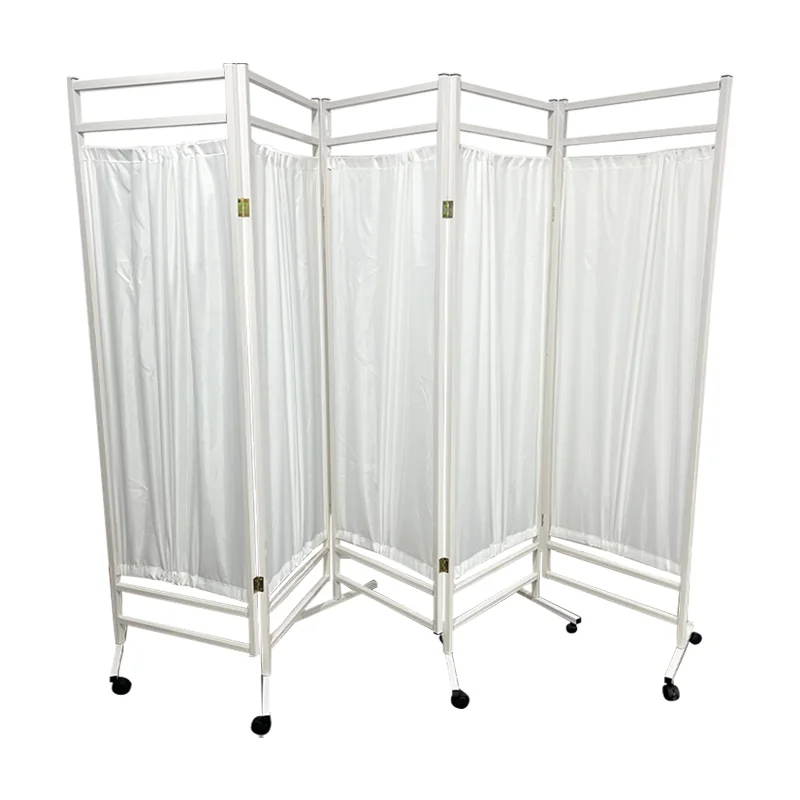 Medical Hospital Steel Foldable Patient Ward Screen with Wheels for Hospital Room