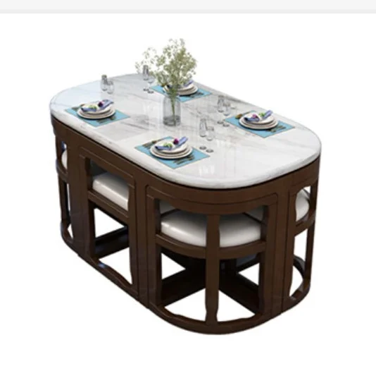 Итальянский роскошный дизайн, обеденный стол с мраморной поверхностью, набор из 8 мест с металлом