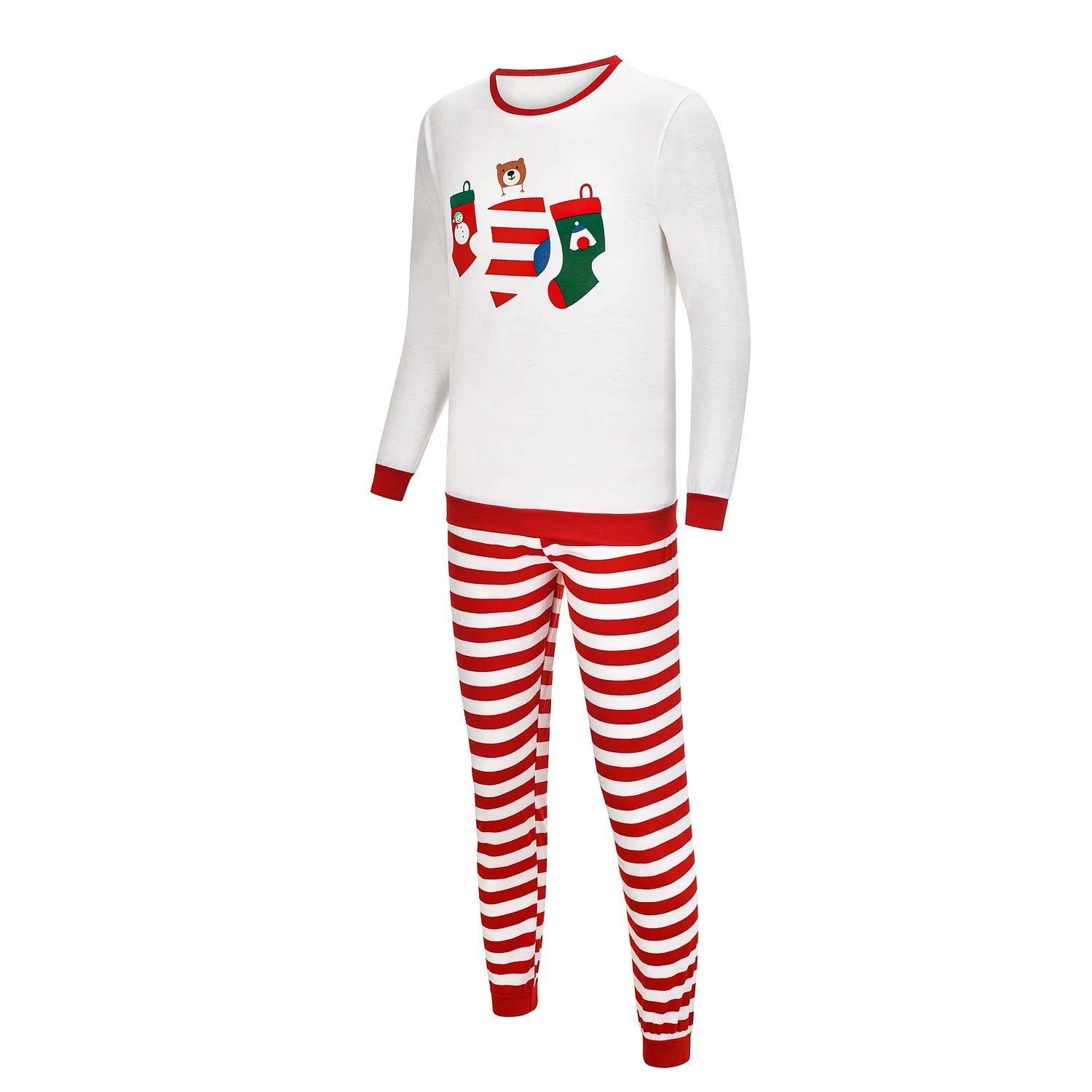 2021Amazon wish homewear striped family suit christmas socks printed parent-child pajamas
