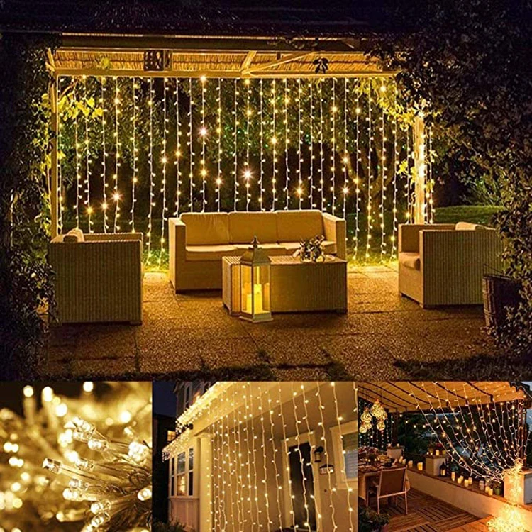 Curtain Fairy String Lights with Remote  8 Modes Waterproof USB Plug in Copper Wire Lights for Window Wall Bedroom Wedding Party