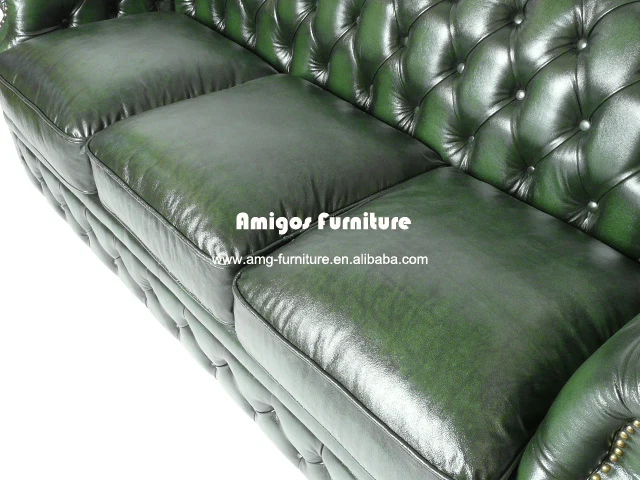 Retro Antique Green Living Room 3 Seater Chesterfield Sofa Vintage Leather sofa set