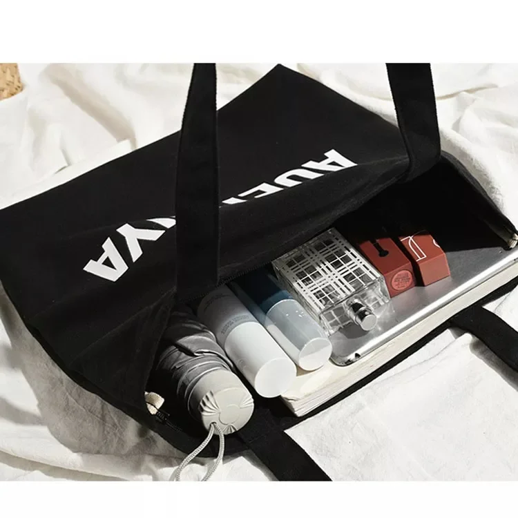 Eco Friendly Wholesale Personalised High Quality White Blank Plain Cotton Canvas Tote Grocery Bag For Travel