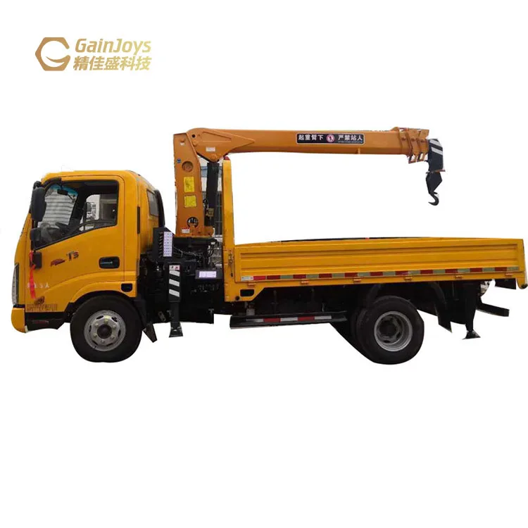 Small 1~5 Ton Optional + Man Basket Telescopic Boom Truck Mounted Crane for Construction roads