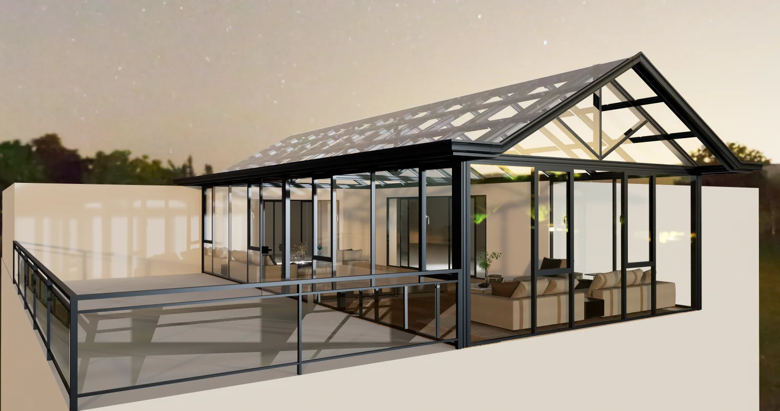 curved lowes movable sunrooms glass houses aluminium furniture sets extended skylight  for sale