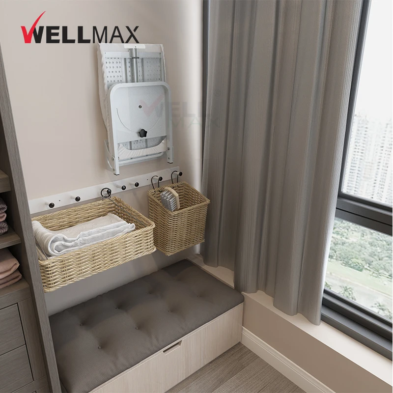 WELLMAX 180 градусов Поворотная железная доска с крышкой настенная гладильная Экономия места для домашней прачечной