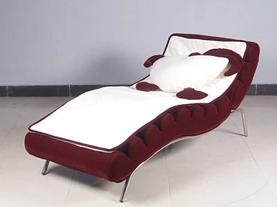Home Furniture Stainless Frame Velvet Fabric Single Leisure Sofa Lounge Adjustable Head Fabric Sex Sofa Bed