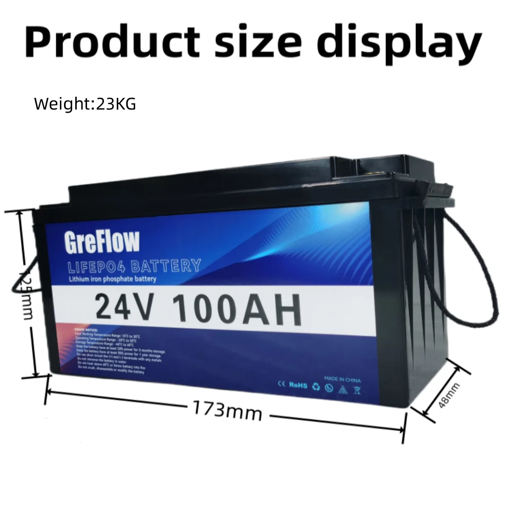 Greflow life po4 battery lithium battery 24 voltes 24 volt 200ah lithium 100ah 24v lithium ion battery for home storage