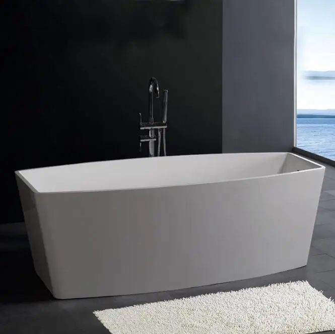 Thin edge 2 Person Freestanding White  Acrylic Rectangle Shape Big Baths for Sale straight Bathtub