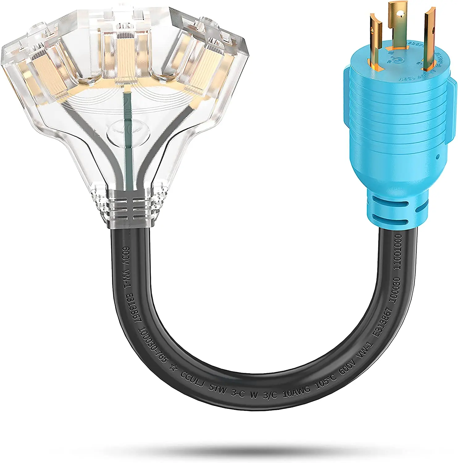 Распределительный шнур для генератора CircleCord 3 зубца L5-30P NEMA штекер 5-20R T-Blade бытовая розетка с питанием