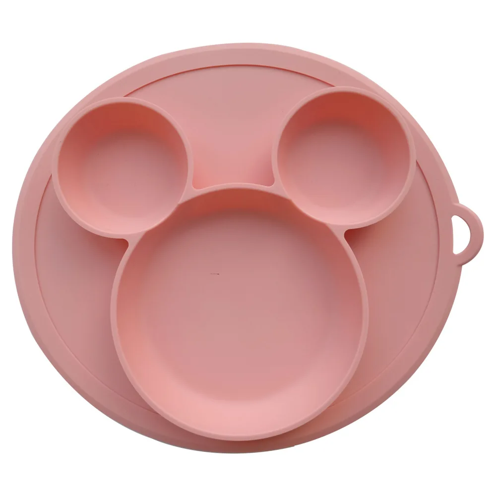 Children Tableware Food Grade Silicone Baby Plate Kids Mickey Bowl Plates Baby Feeding Silicone Bowl