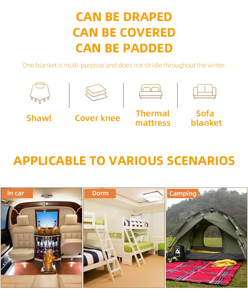 Iyunp Hot Selling In Stock  Wholesale Pet Warm Double Usb Pulg Wire Guangdong Electric Heated Blankets For Winter Bed