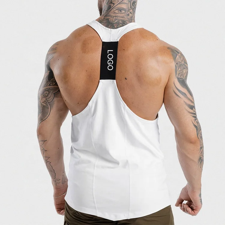 Custom logo 100% polyester fitness tops quick dry longline men tank top gym