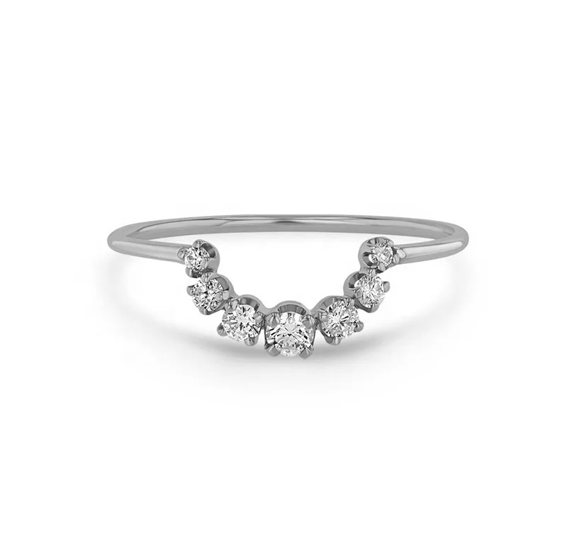 Milskye exclusive silver 925 thin band bridal jewelry cz zircon curved finger ring