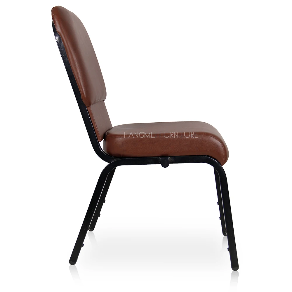 Wholesale Durable Stackable Interlocking Steel PU leather Church Chair
