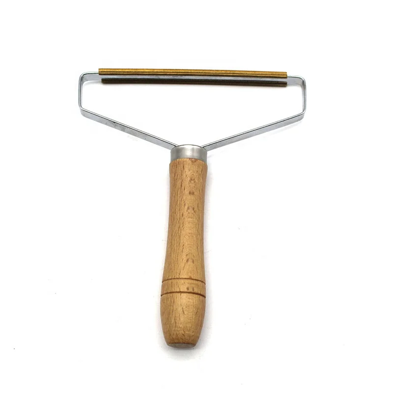 New design portable natural beech wood stainless steel copper head lint remover clothing