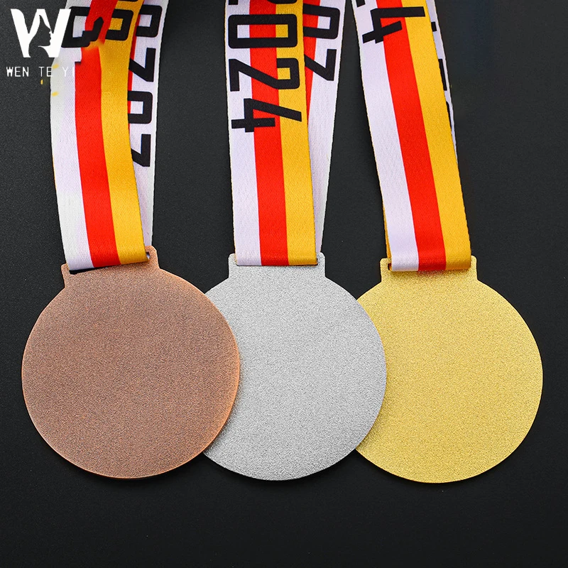 Factory Cheap Price ODM Bespoke Sublimation Blank Glowing Metal Judo gold medal Souvenir  Sports Miraculous Medal With Ribbon