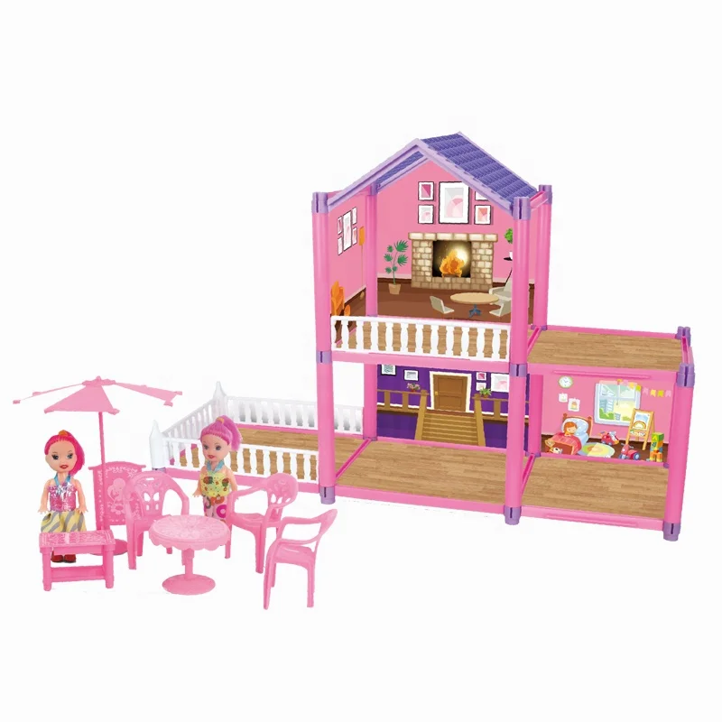 Двухэтажное здание на балконе DIY Вилла дом игрушки пластиковые мини-девочка Кукольный мебель мини кукла вилла