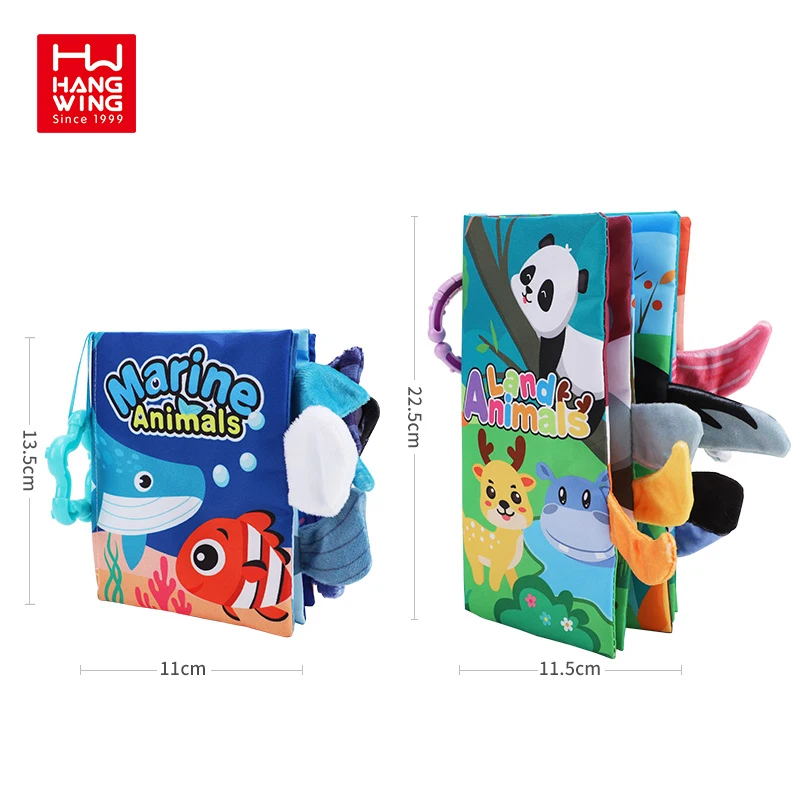HW supports custom newborn baby exercise cognition ability educational toy set ocean animal themes infant soft tails cloth book