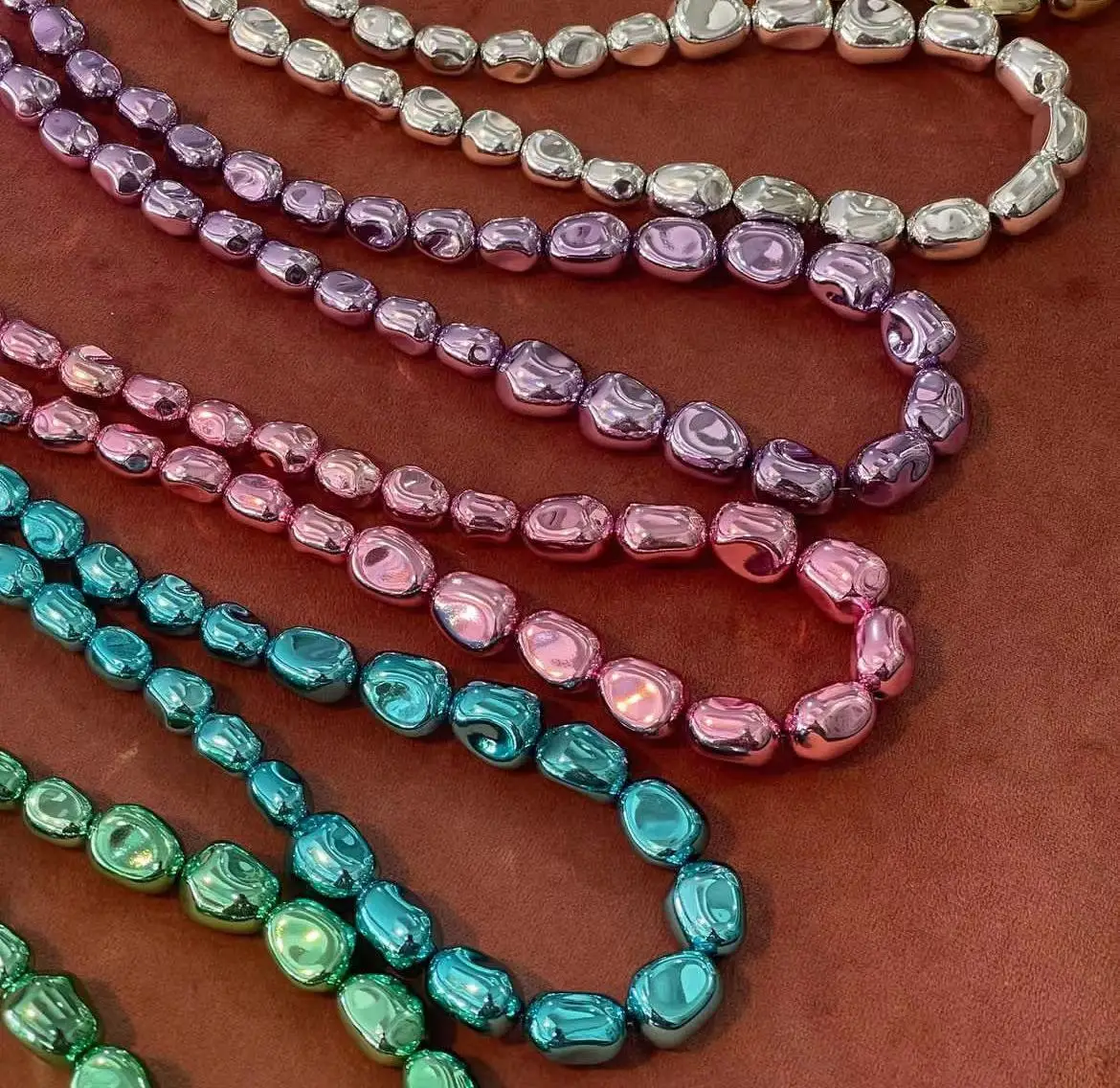 Hot selling fashion new design colorful acrylic necklace hip hop simple irregular big beads women party jewelry
