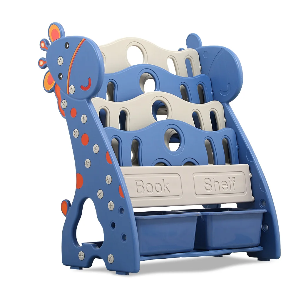 
Little Donkey Theme Environmental Protection Book Shelf Plastic Material 5 Layers Baby Toy Shelf Shelf Kids Bookshelf 