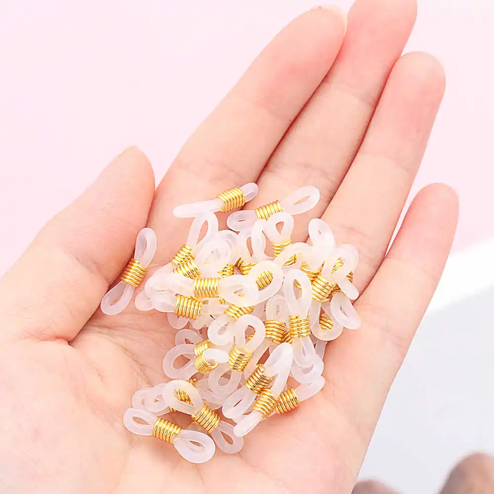 Anti-slip Rubber Retainer Connector Glass Eyeglass Chain Ends Holder Strap Spectacle Cord Loop Metal White Black Accessories DIY