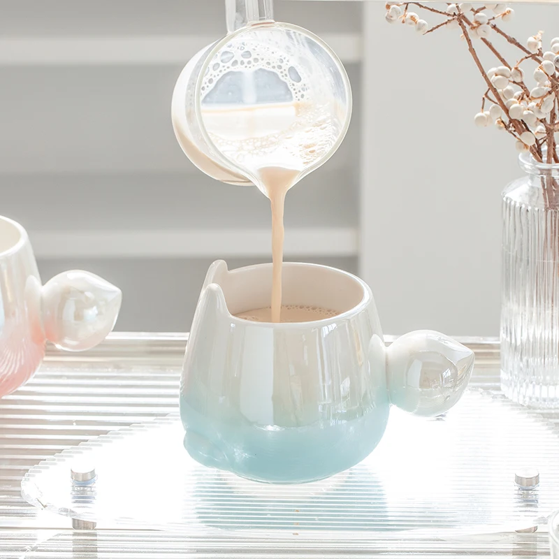 cute fox gradient electroplate animal 3d ceramic cartoon macaron coffee mugs personalised