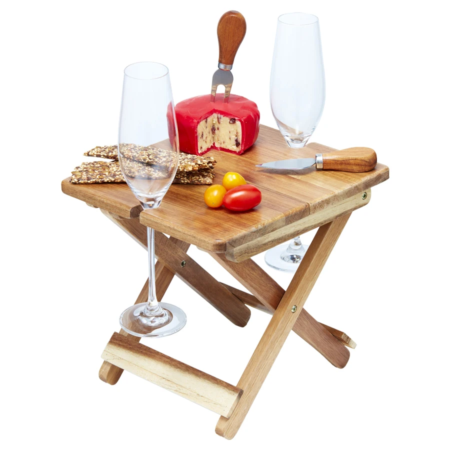 
Portable and Foldable Picnic Table Bamboo Foldable Cheese board set and Wine Board 