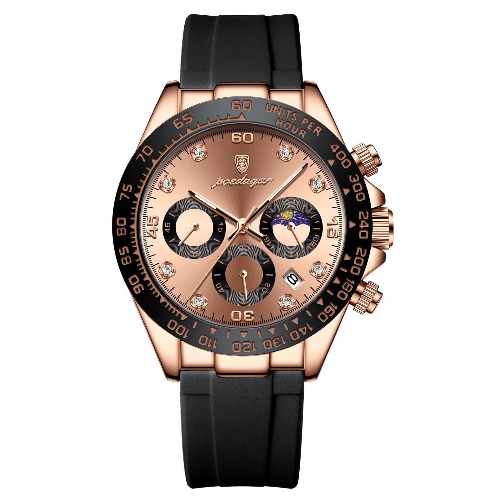 POEDAGAR 629 Men Watch Top Luxury Sport Chronograph Quartz Watches Stainless Steel Waterproof Luminous Date Week Business Wrist