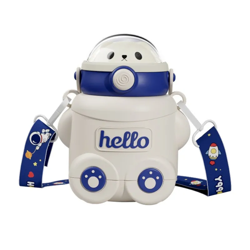 Stainless Steel Children Cute Cartoon Vacuum Flasks Kids Tumbler Thermos Mug Thermal Water Bottle with Straw