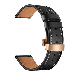 20mm 22mm Watch Band Genuine Leather Strap For Huawei gt 2 por Butterfly buckle Watch band Replacements for samsung watch