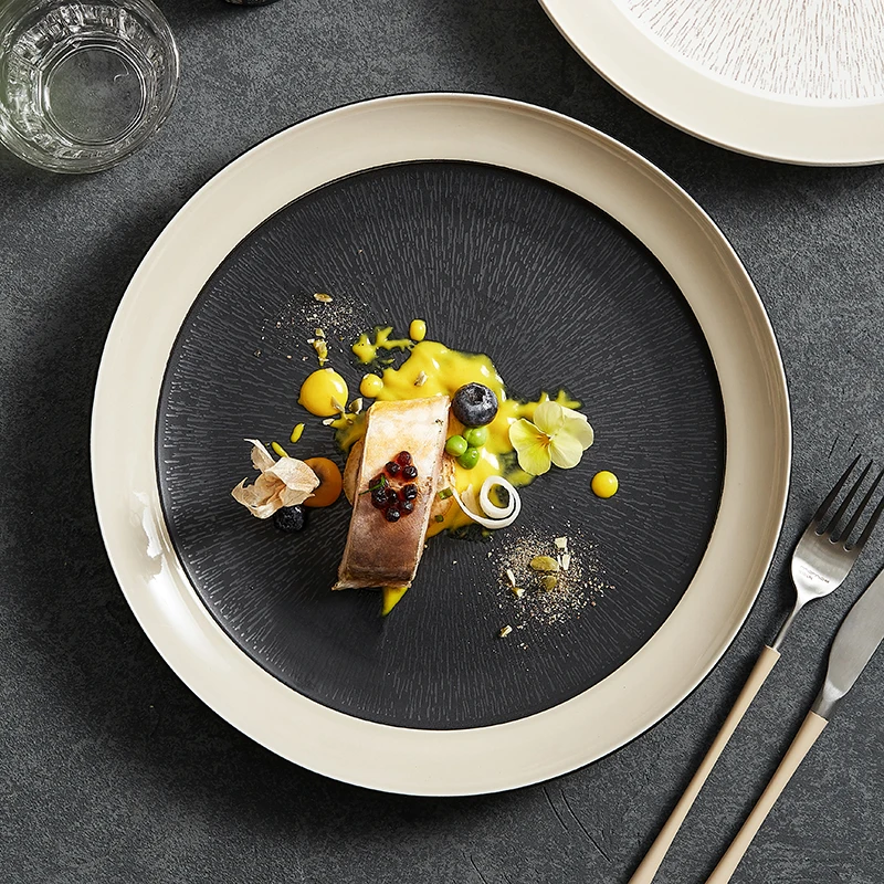 Japanese ceramic 11 inch advanced sense of light luxury western dinner plate beautiful hotel special plate