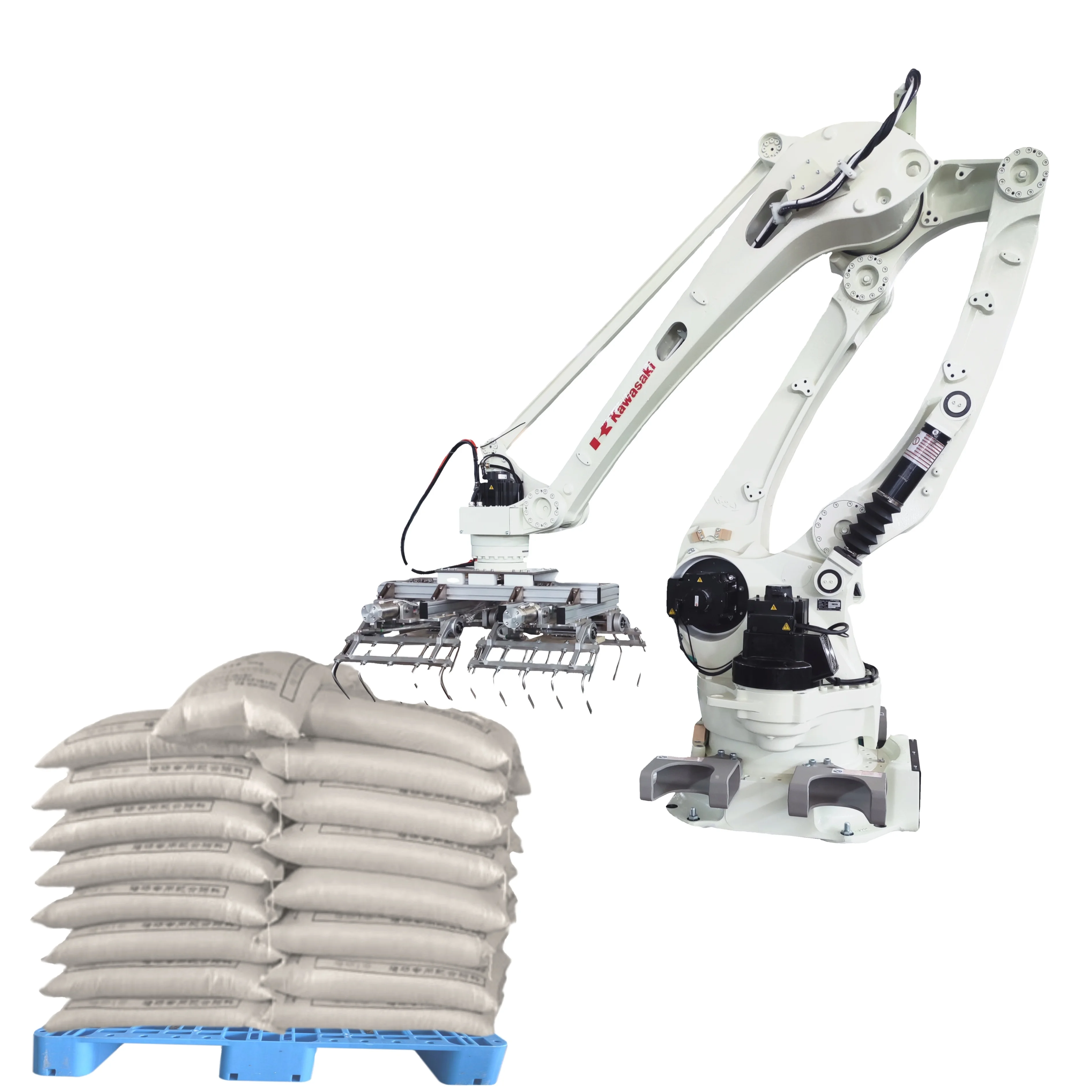 Zhengxia Palletizing 20kg Seed Rice Cement Bags Wood Pellets Automatic Double Packaging Line Robot 25kg 50kg Bags Palletizer