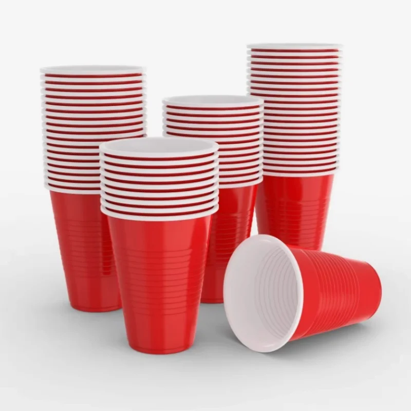 Popular Multiple Custom Logo Colors Party Cup 16oz Food Grade PP/PS Red Disposable Plastic Cups for Game